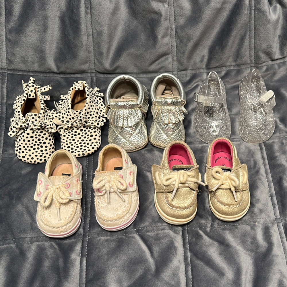 5 pairs of baby girl 1 month shoes Sperry